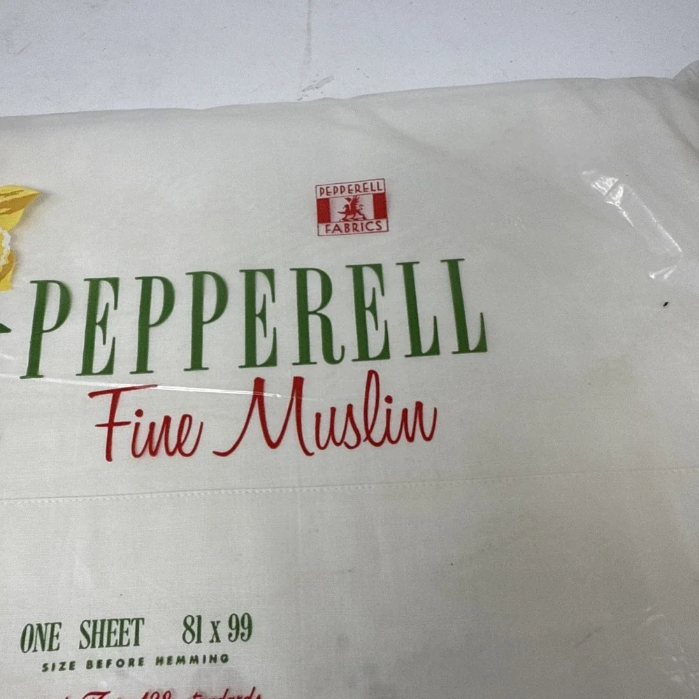 VTG Pepperell Muslin Twin Bed Sheet Bedding White Made in USA 1960s 1970s NOS